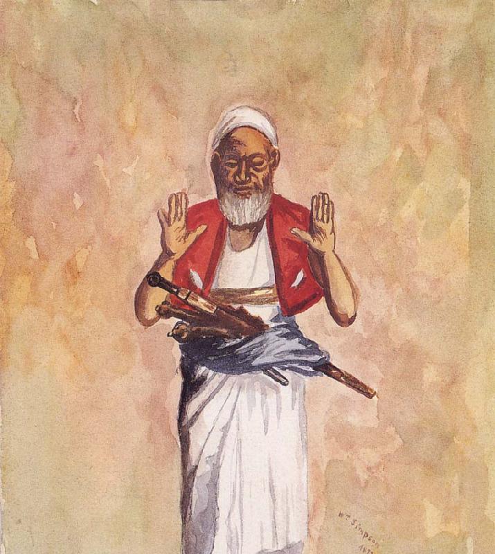 William Simpson A Muslim with Raised Hands oil painting image
